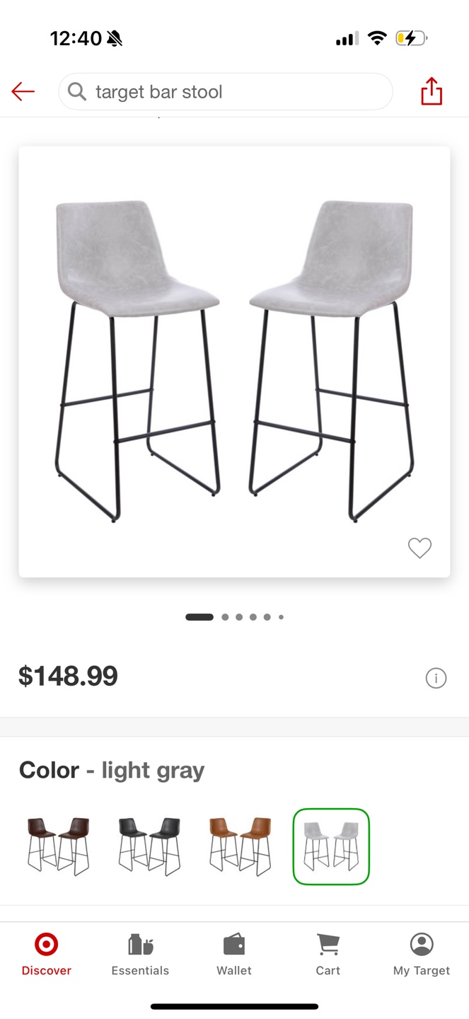 Light Gray Bar Stools with Black Metal Legs - photo 3