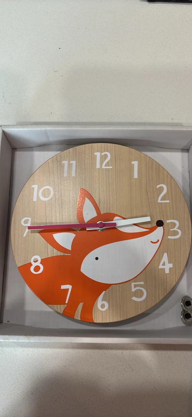 Kids Wooden Fox Wall Clock thumbnail