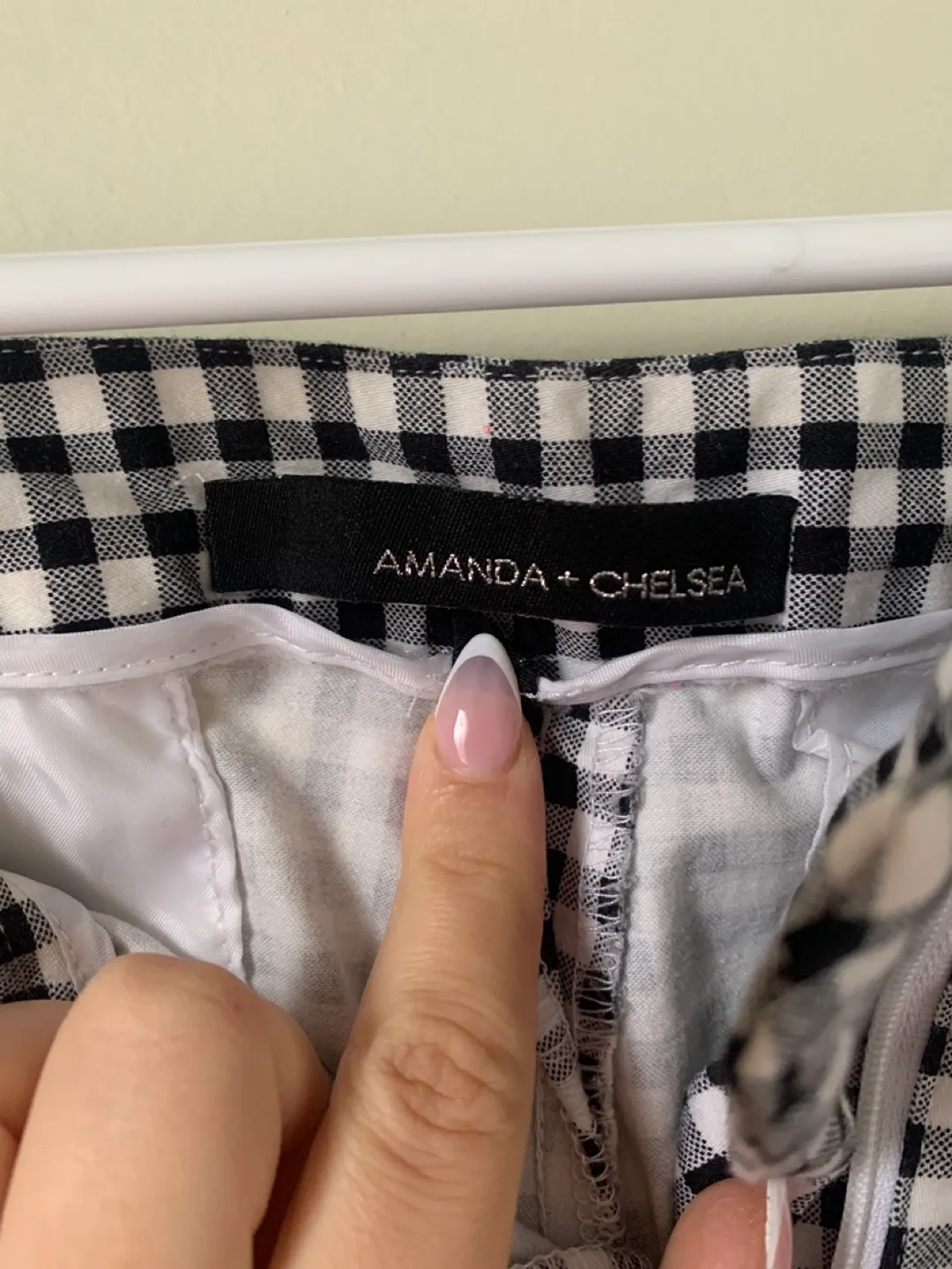 Amanda + Chelsea Checkered Grunge White Gingham Trousers image indicator(3)