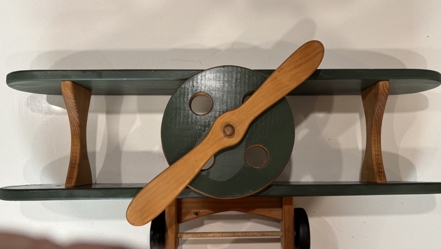 Wooden Biplane Wall Shelf