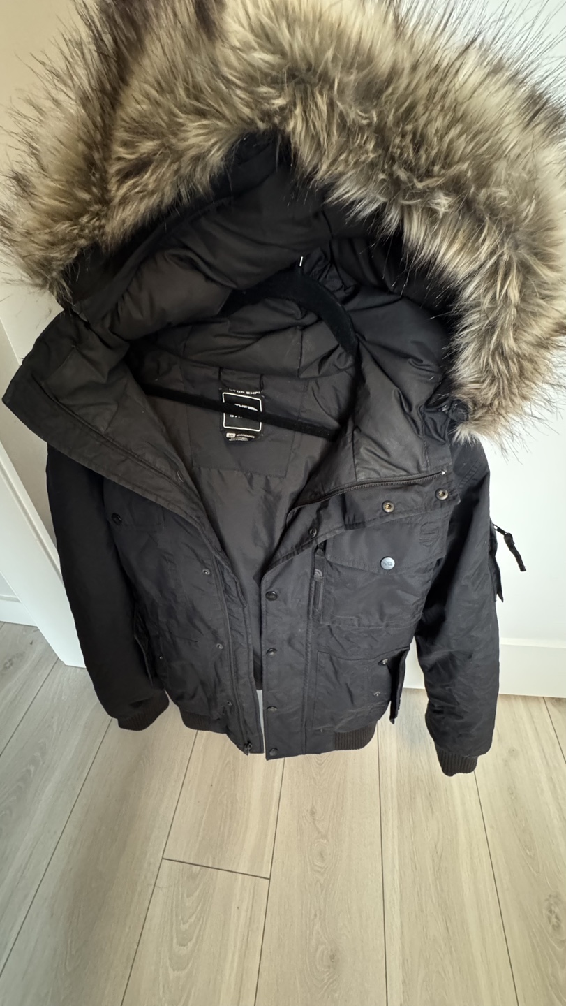 The North Face Men's Black Bomber Jacket with Faux Fur Hood - photo 2