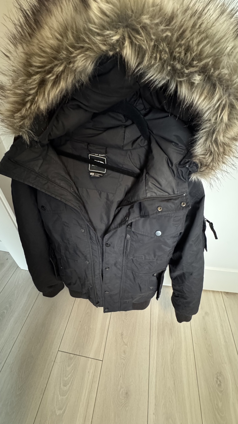 The North Face Men's Black Bomber Jacket with Faux Fur Hood - photo 3