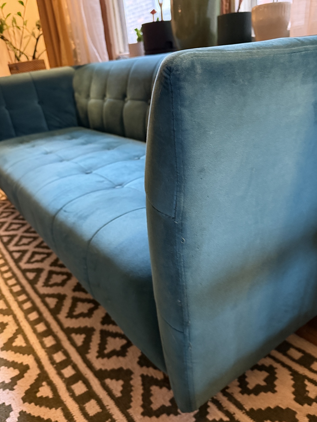 Teal soft velvet sofa (Compact 3-seater) - photo 4