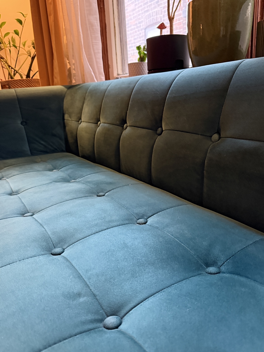 Teal soft velvet sofa (Compact 3-seater) - photo 3