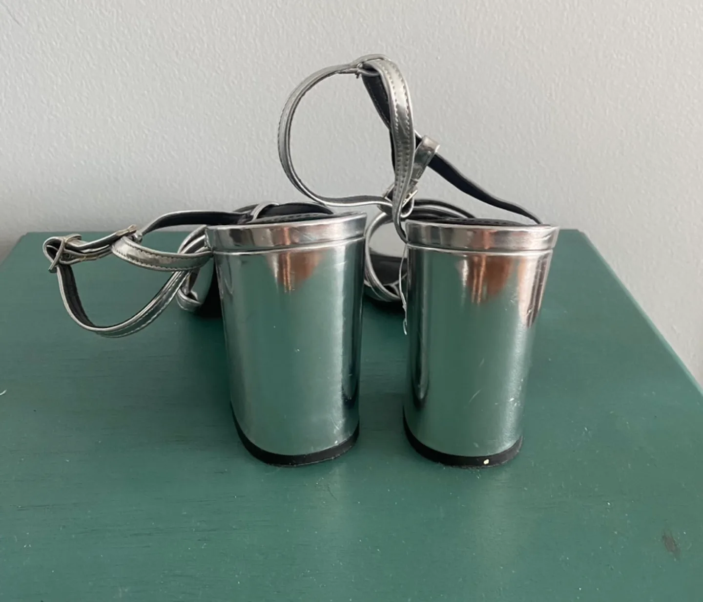 Silver H&M metallic silver Block Heel Sandals - Size 38 image indicator(4)