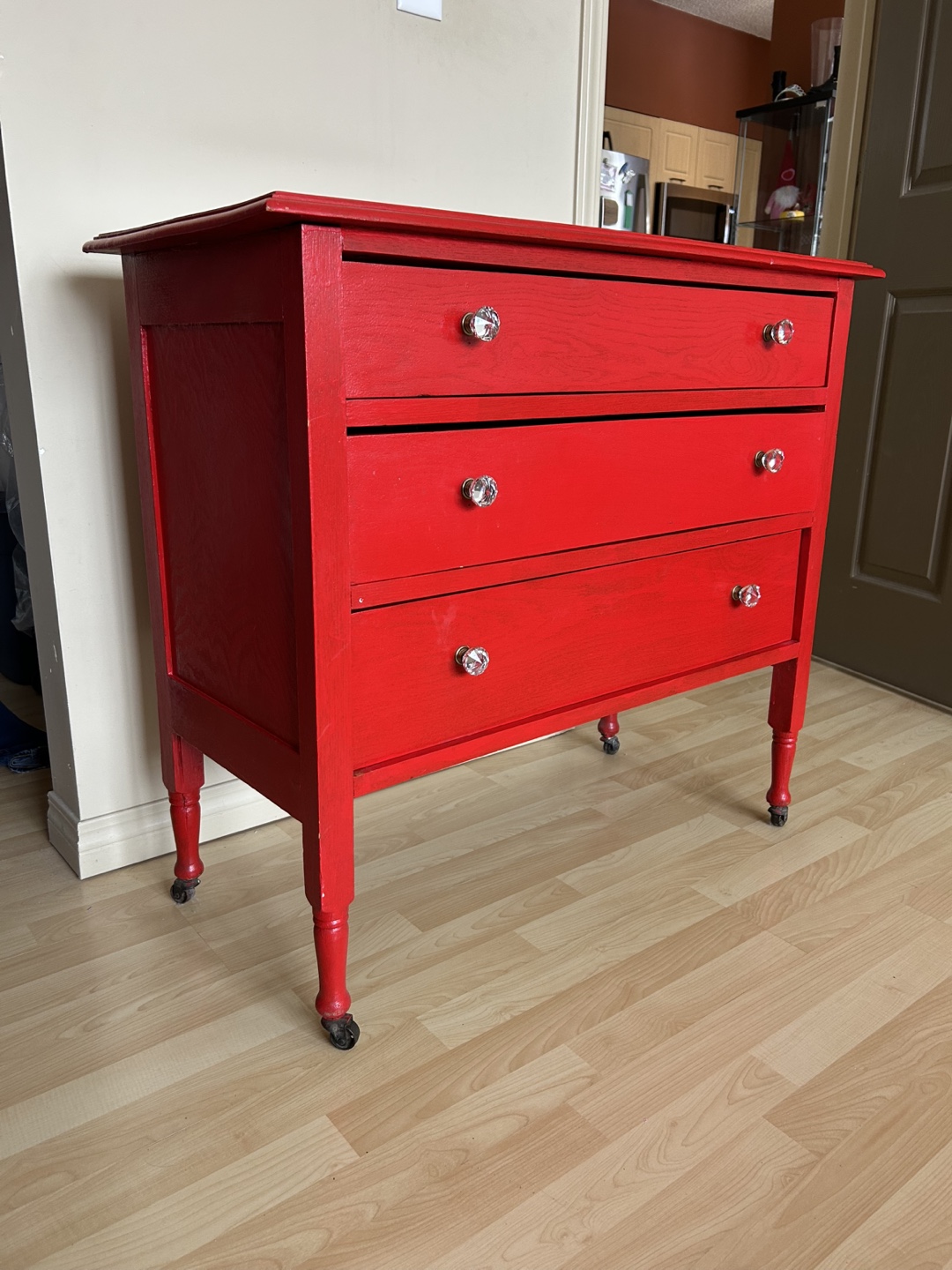 Vintage Red Oak Painted Chest of Drawers