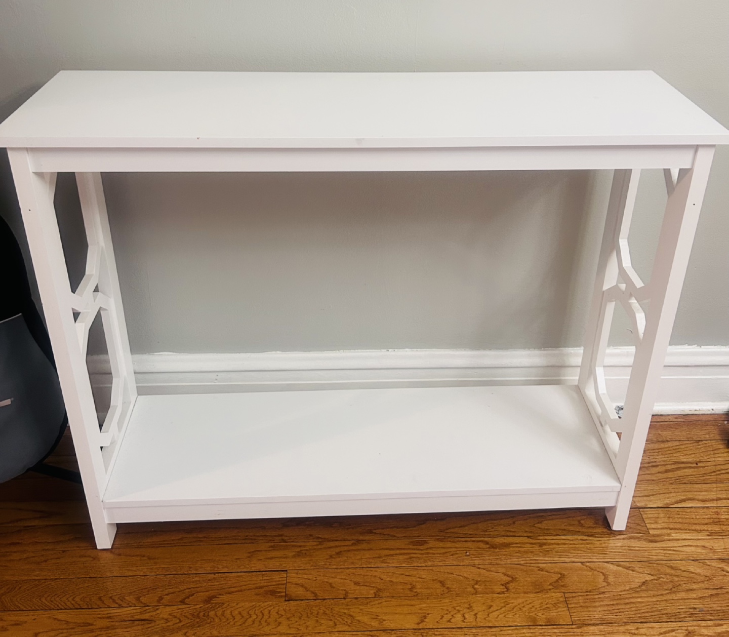 White Console Table with Open Shelf