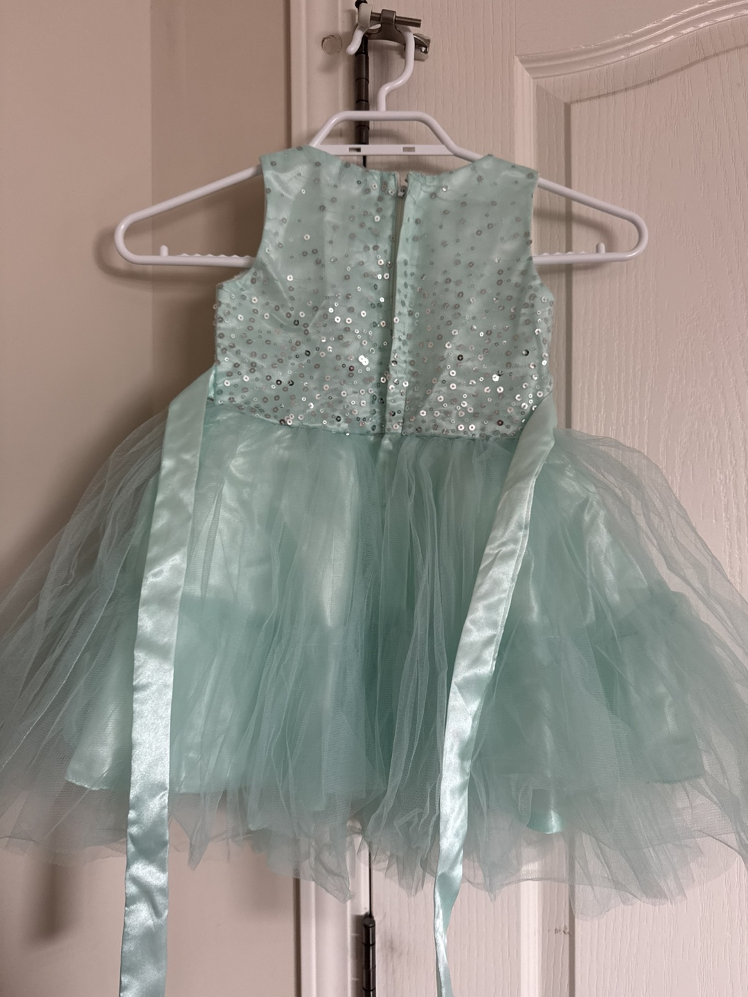Mint Green Sequined Tulle Baby Girl Dress - photo 2