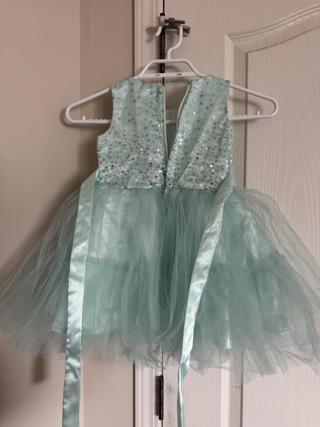 Mint Green Sequined Tulle Baby Girl Dress - photo 3