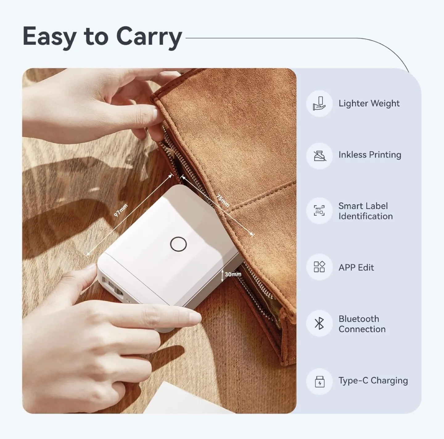 Portable Wireless Thermal Label Maker Printer image indicator(4)