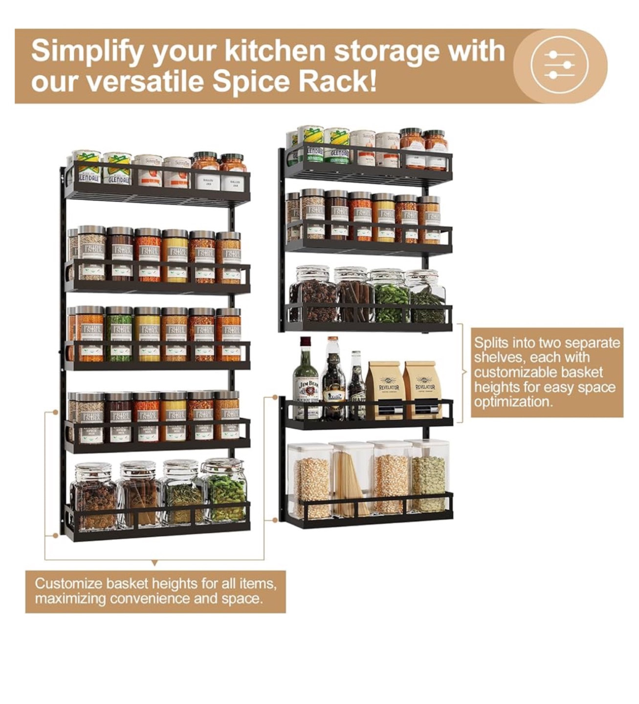 Black Metal 5-Tier Spice Rack Organizer - photo 5
