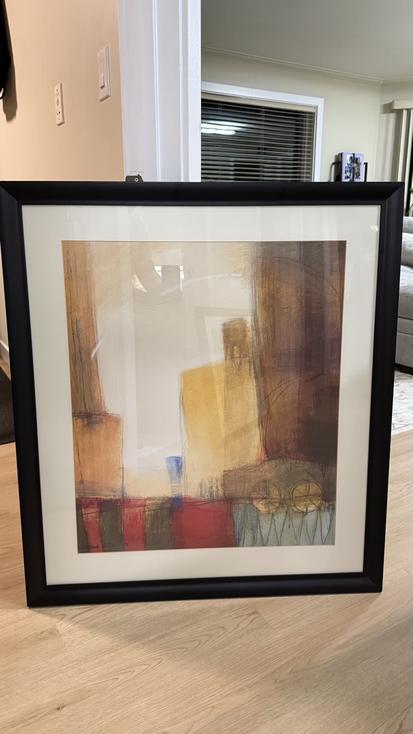 Pair of Framed Abstract Art Prints - photo 2