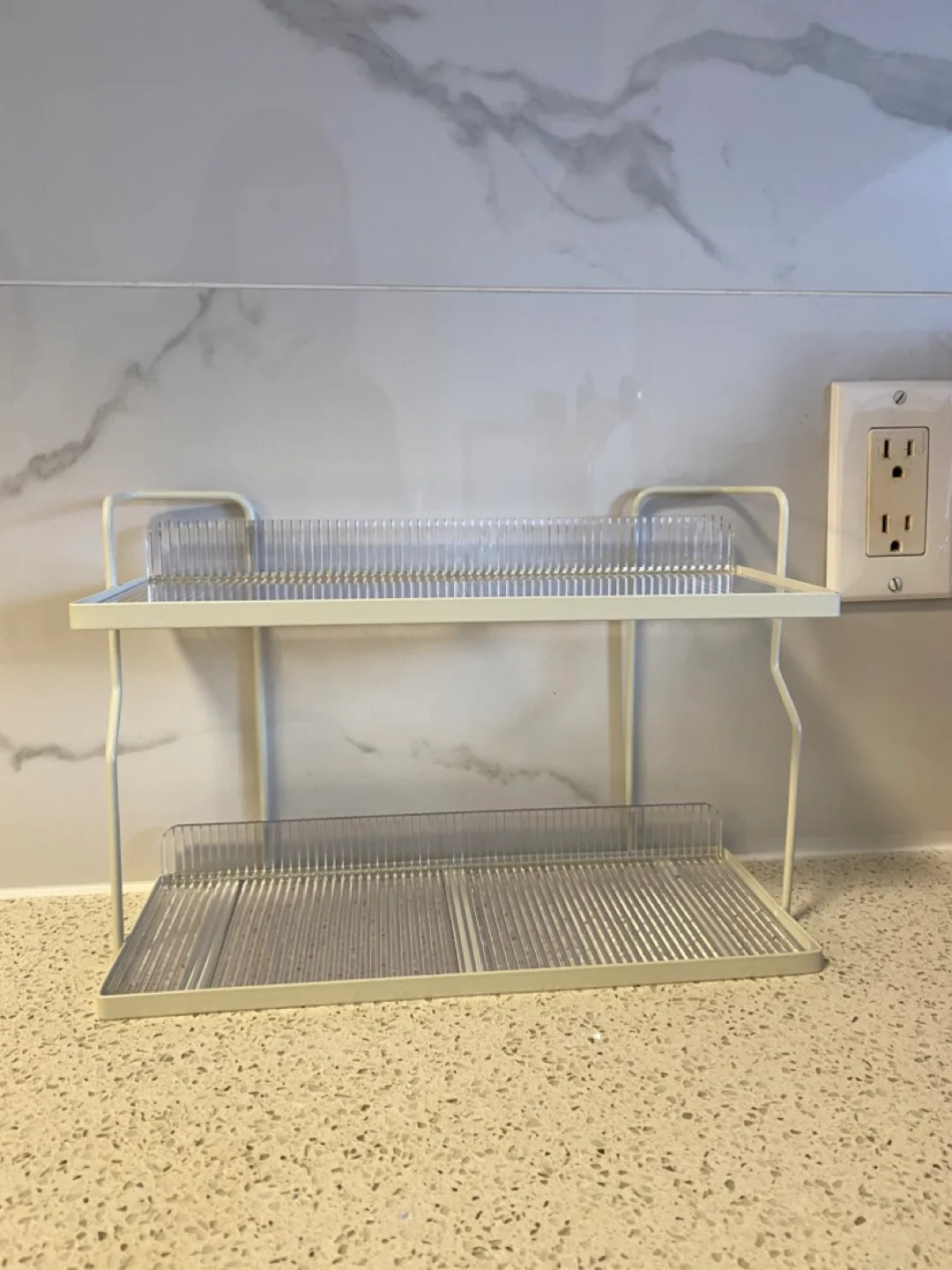 Two-Tiered White Kitchen Organiser Rack image indicator(3)