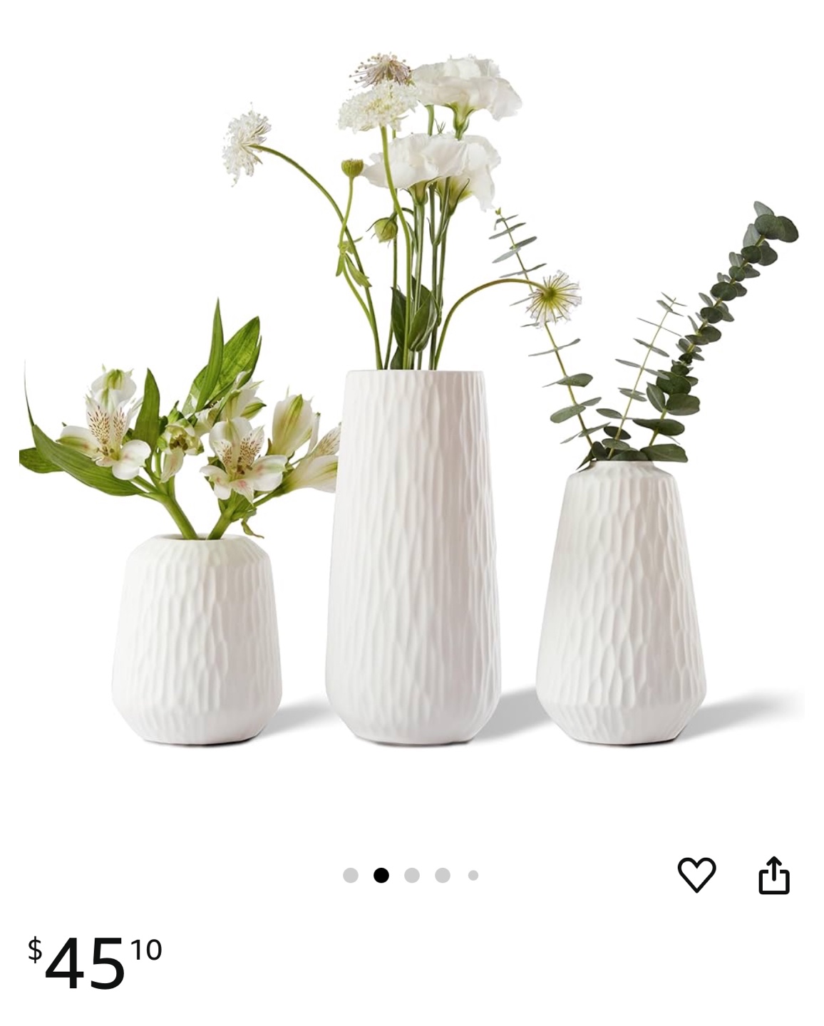 Set of 3 White Ceramic Vases - Modern Home Decor - photo 2