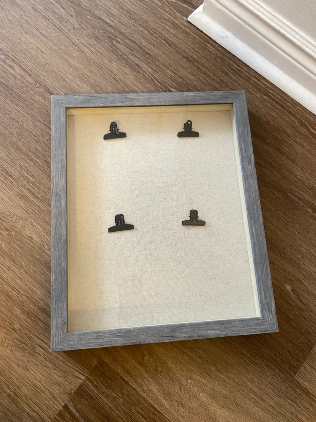 Grey Photo Frame with Picture Clips Inside Glass Cover image indicator(2)
