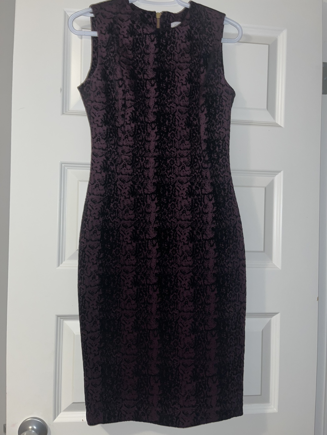 Calvin Klein Purple and Black Patterned Dress, Size 2