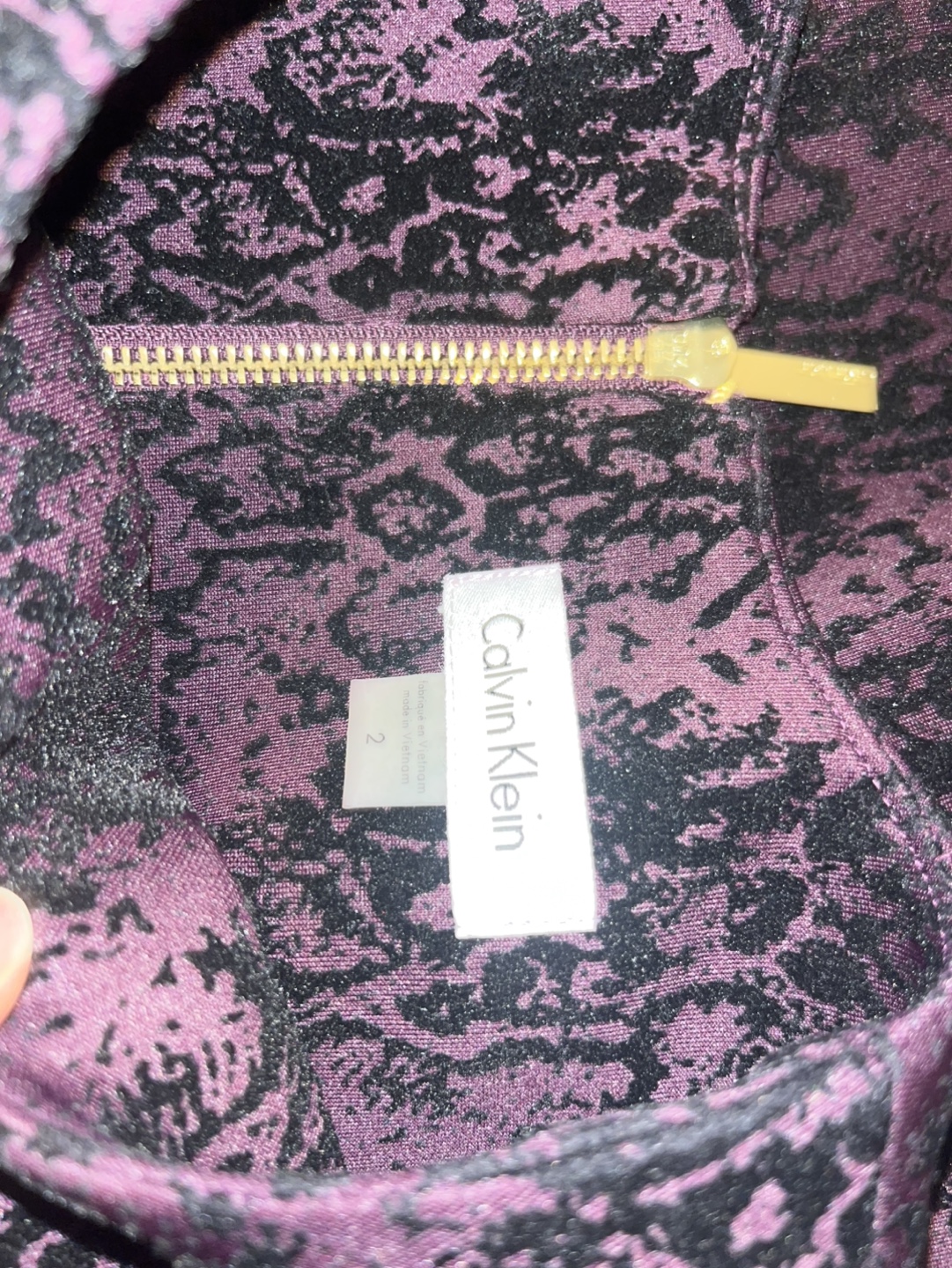 Calvin Klein Purple and Black Patterned Dress, Size 2 - photo 2