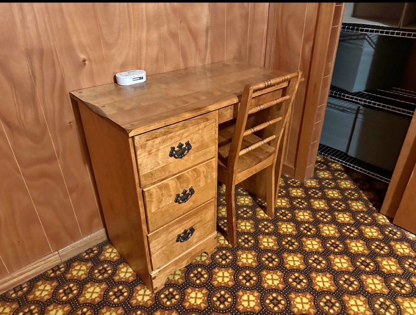 Vintage Wooden Desk with Chair
