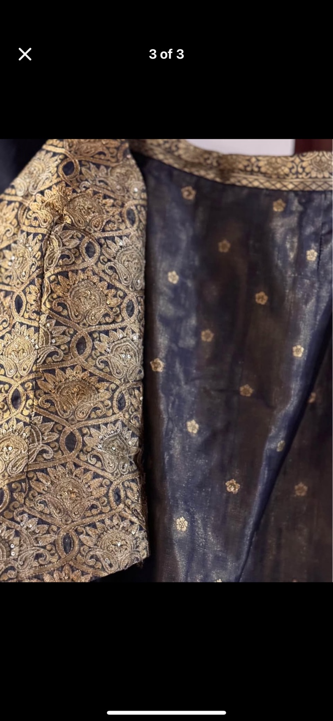 Gorgeous Navy Blue and Gold Embroidered Two-Piece Lehenga Choli - photo 3