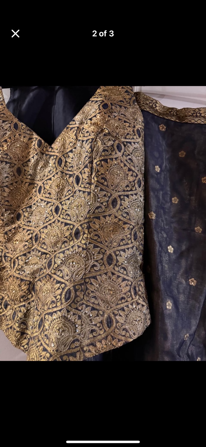 Gorgeous Navy Blue and Gold Embroidered Two-Piece Lehenga Choli - photo 2
