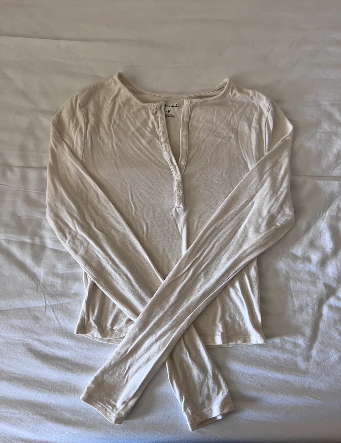 Urban Outfitters Cream Long-sleeve Henley image indicator(2)