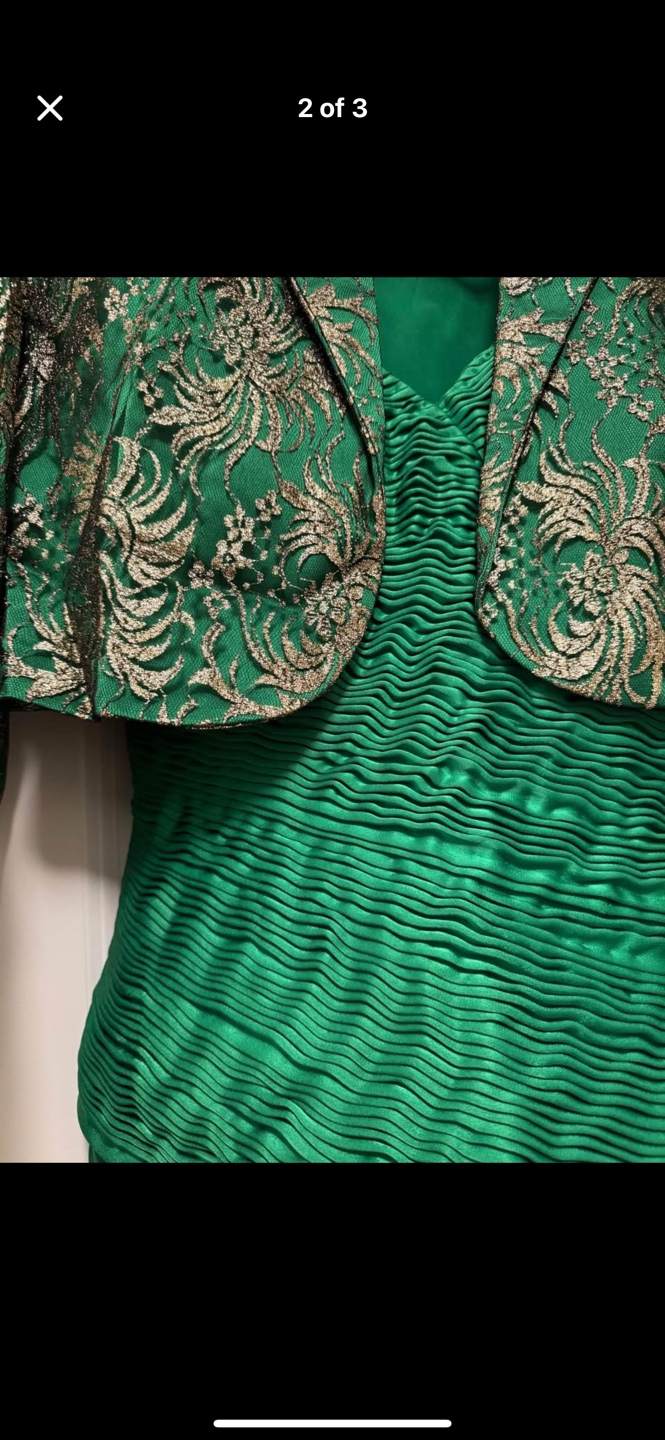 Emerald Green Sateen Dress and Bolero Jacket Set - photo 2
