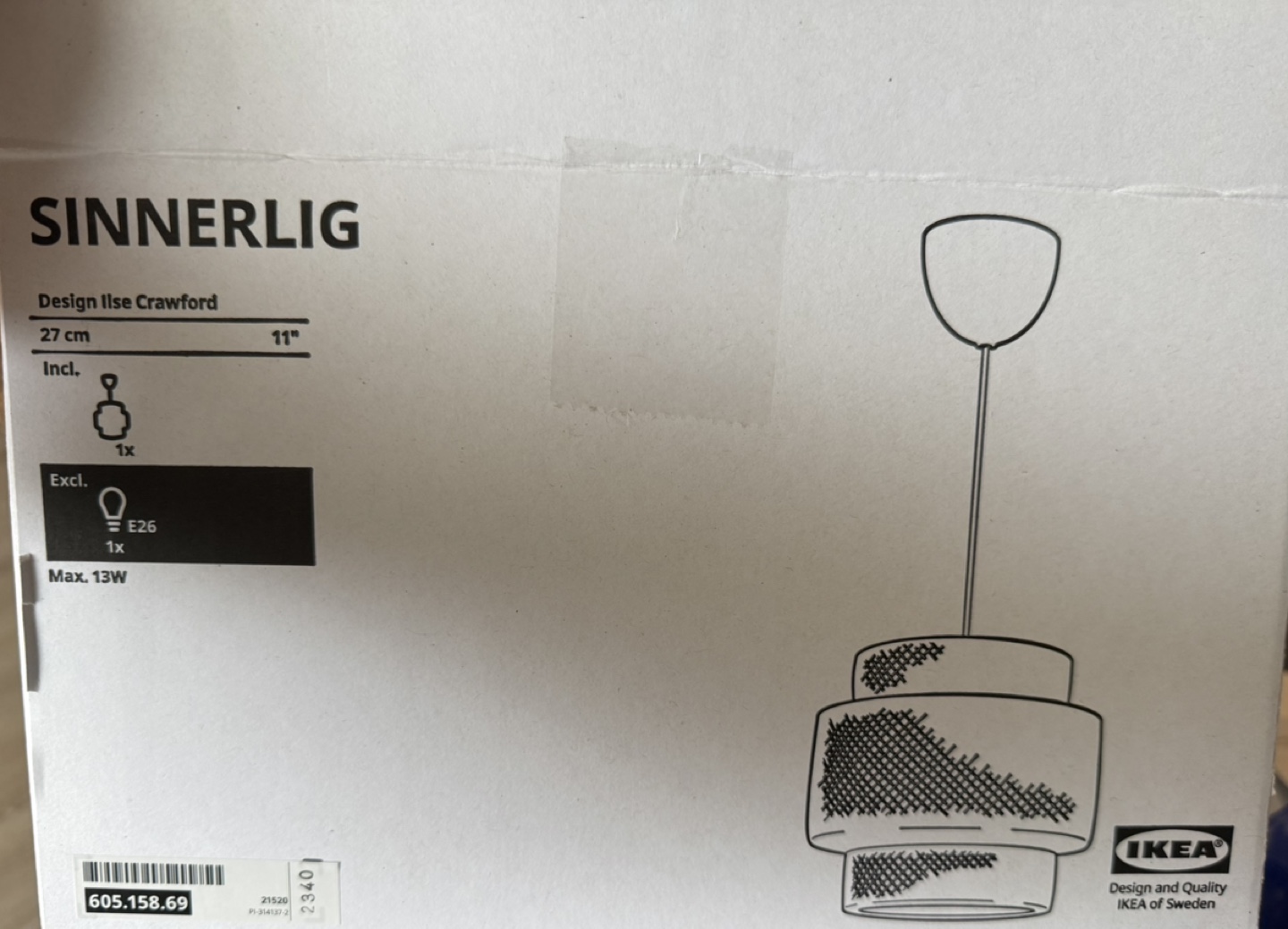 IKEA SINNERLIG Pendant Lamp, Bamboo, New in Box