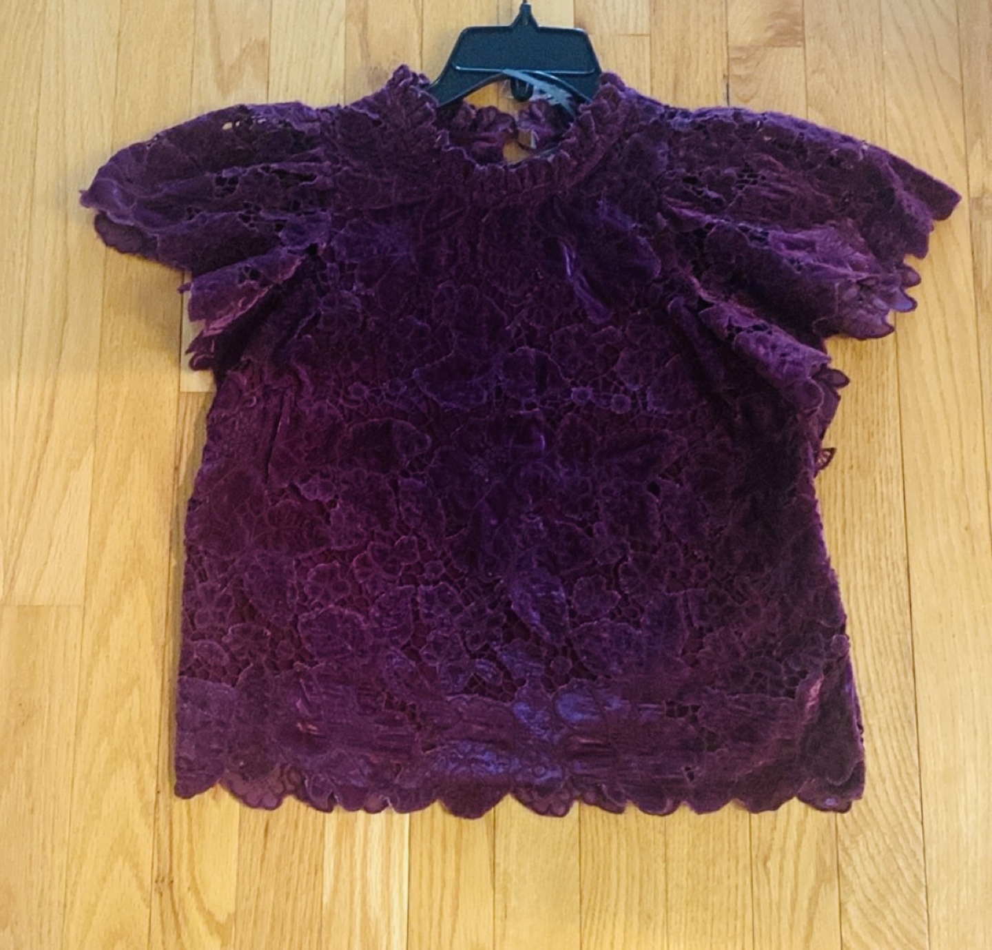 Anthropologie Velour Lace Overlay Top - Size XXS - photo 4