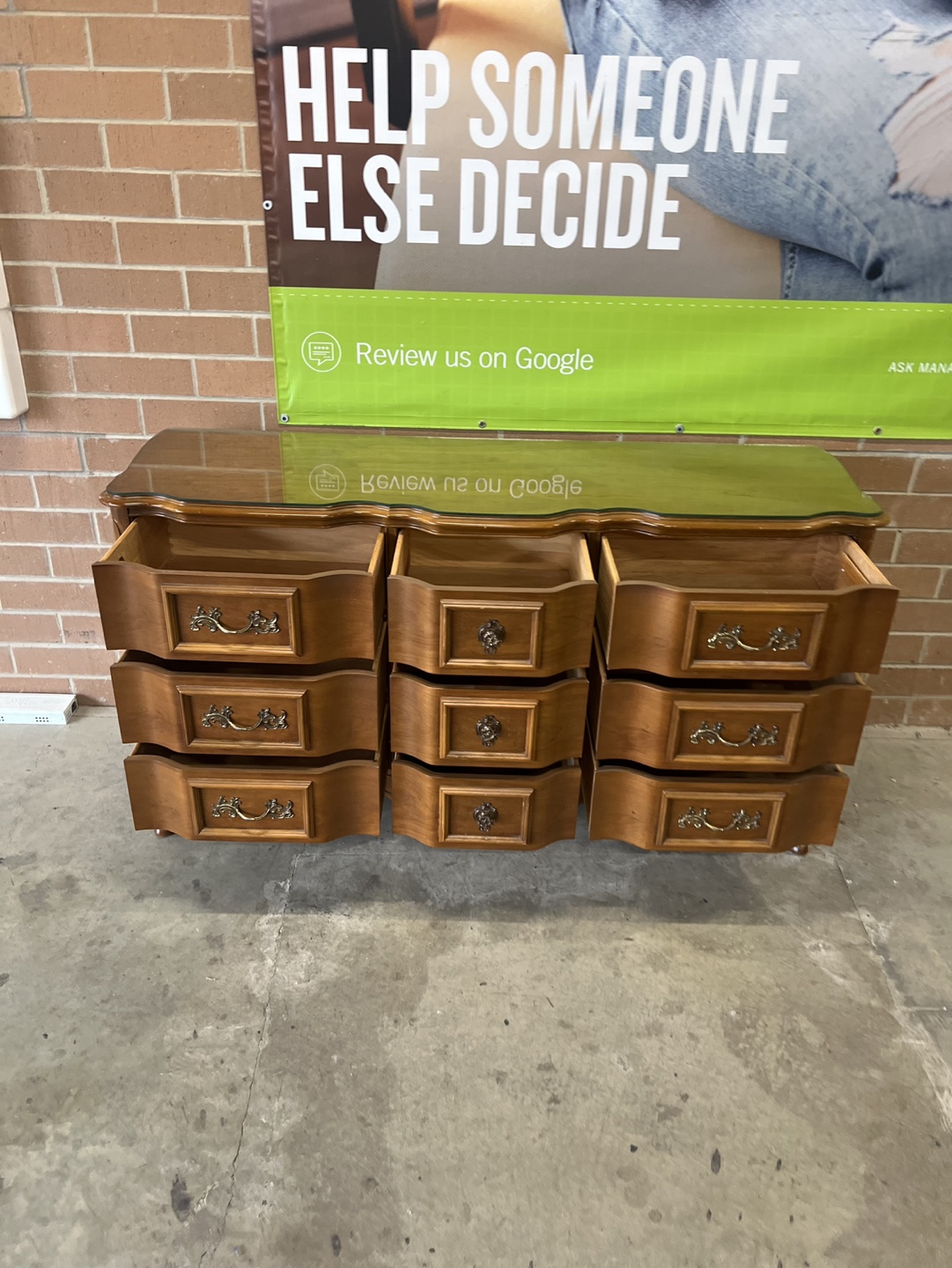 Bassett Furniture Dresser with Mirror and glass top - photo 3