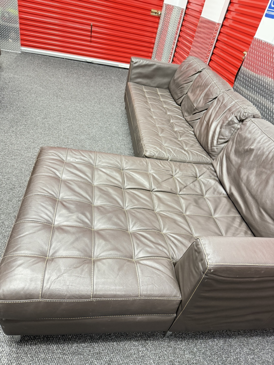 Brown Leather Sectional Sofa - photo 5