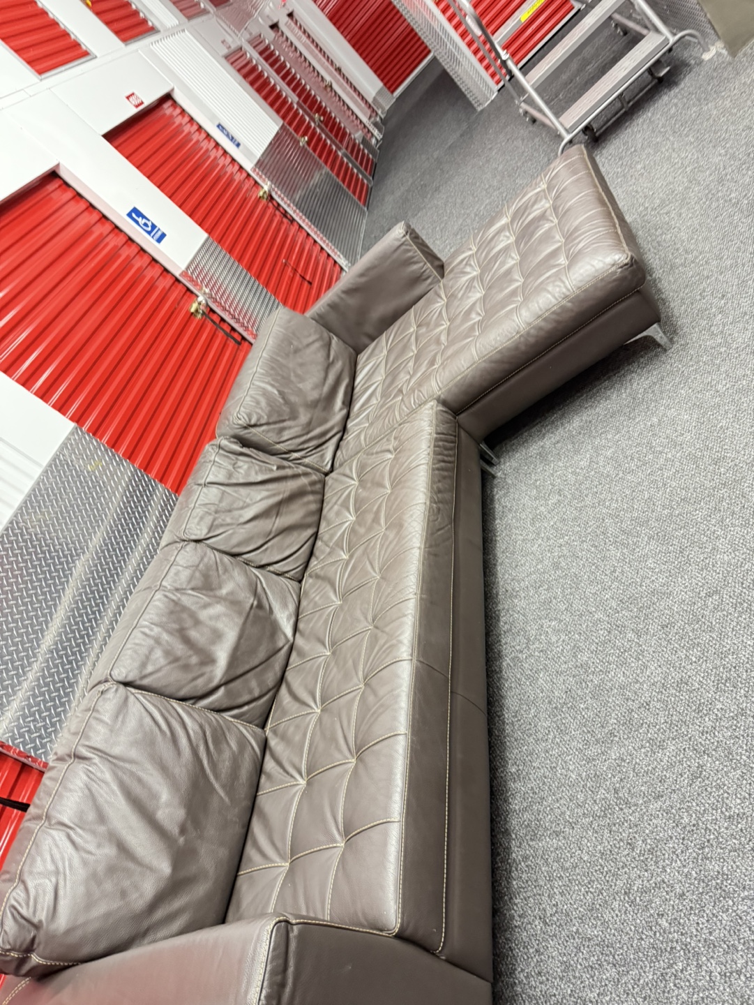Brown Leather Sectional Sofa - photo 2
