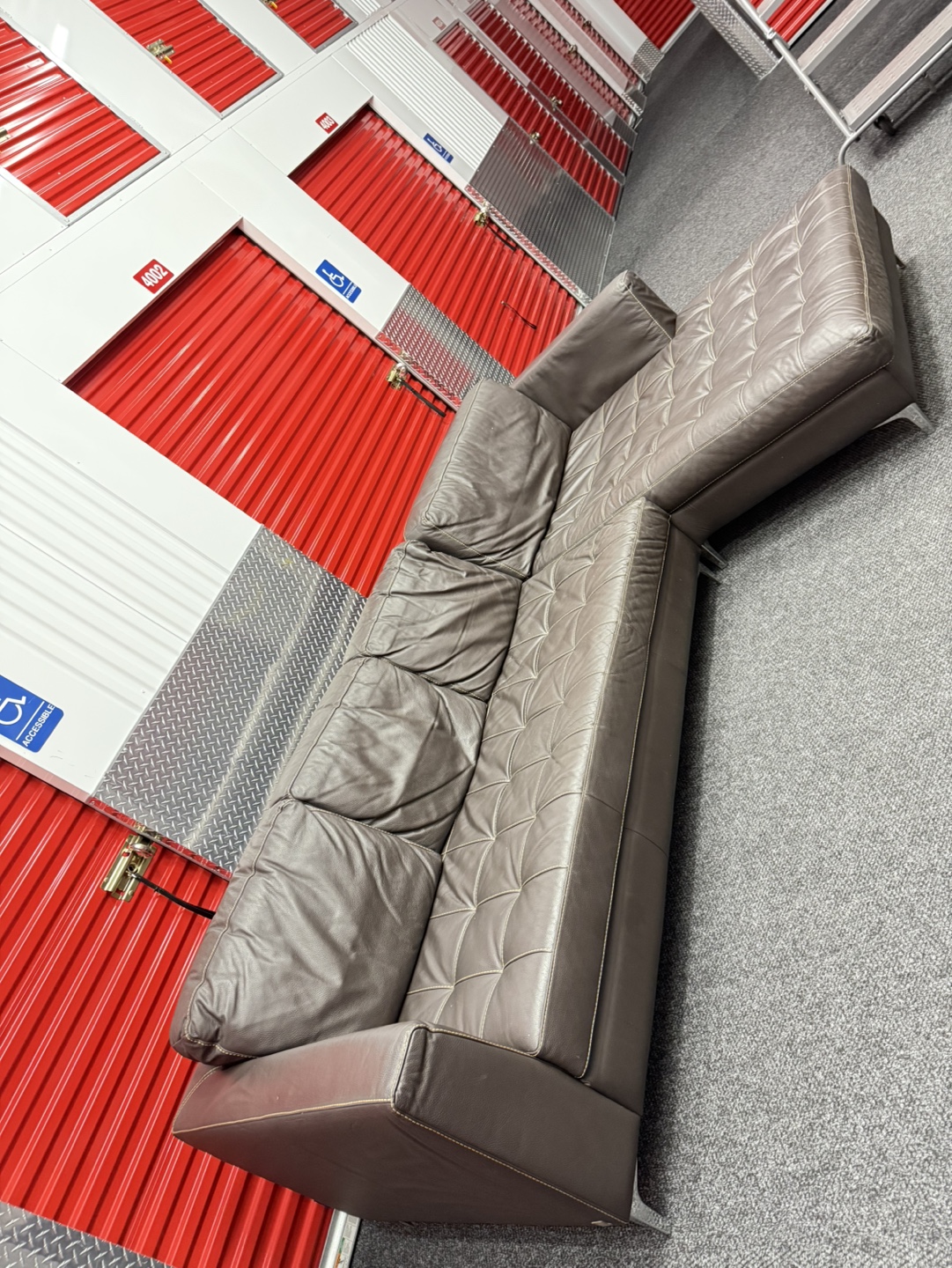 Brown Leather Sectional Sofa - photo 3