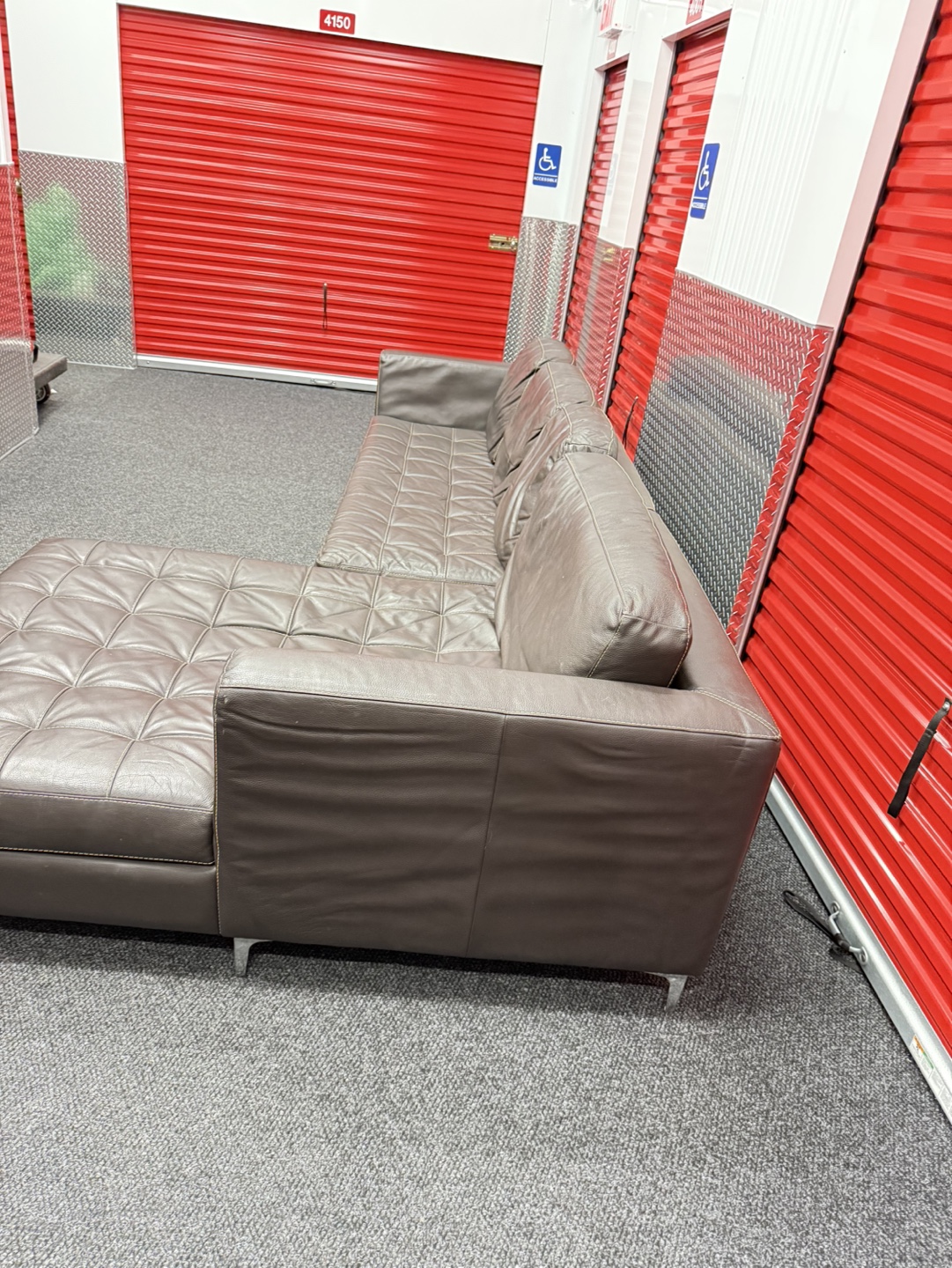 Brown Leather Sectional Sofa - photo 4