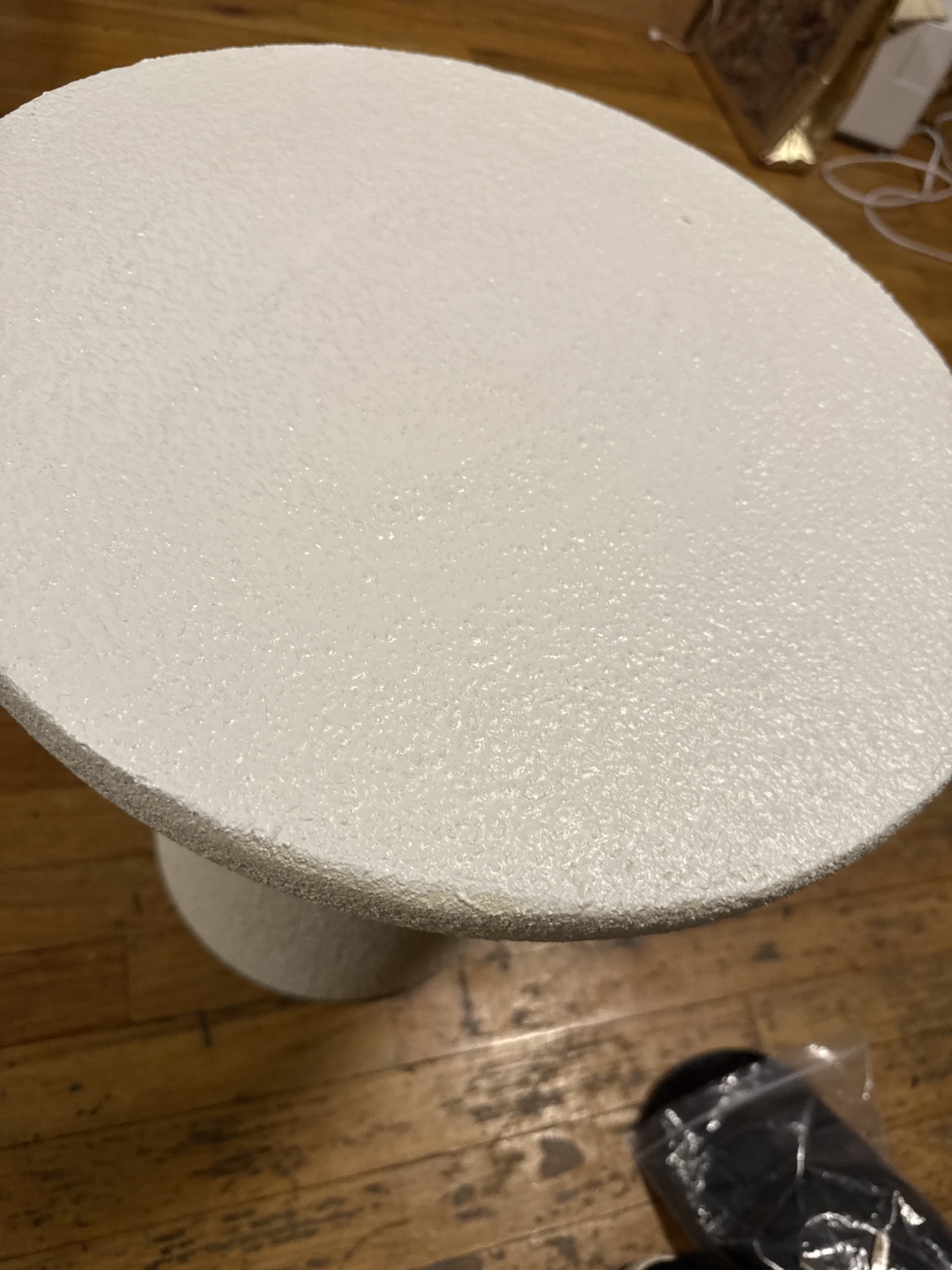 Unique White Pedestal Side Table with Metal Tray - photo 3