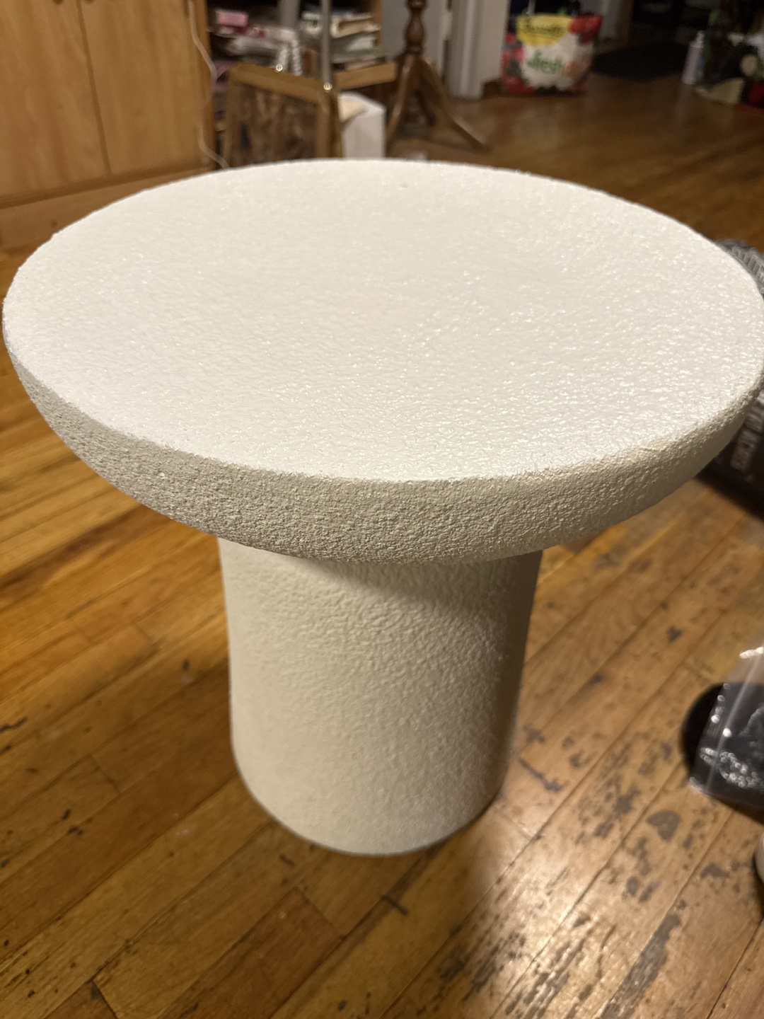 Unique White Pedestal Side Table with Metal Tray - photo 4
