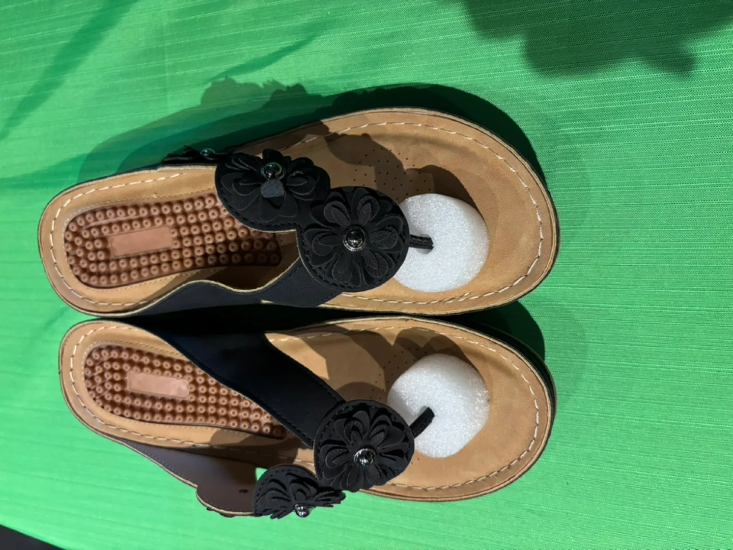Women's Black Floral Thong Sandals - Size 41 thumbnail