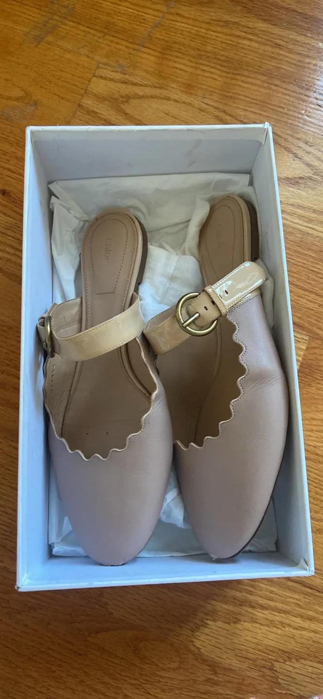 Chloé Lauren Scalloped Mules Size 39