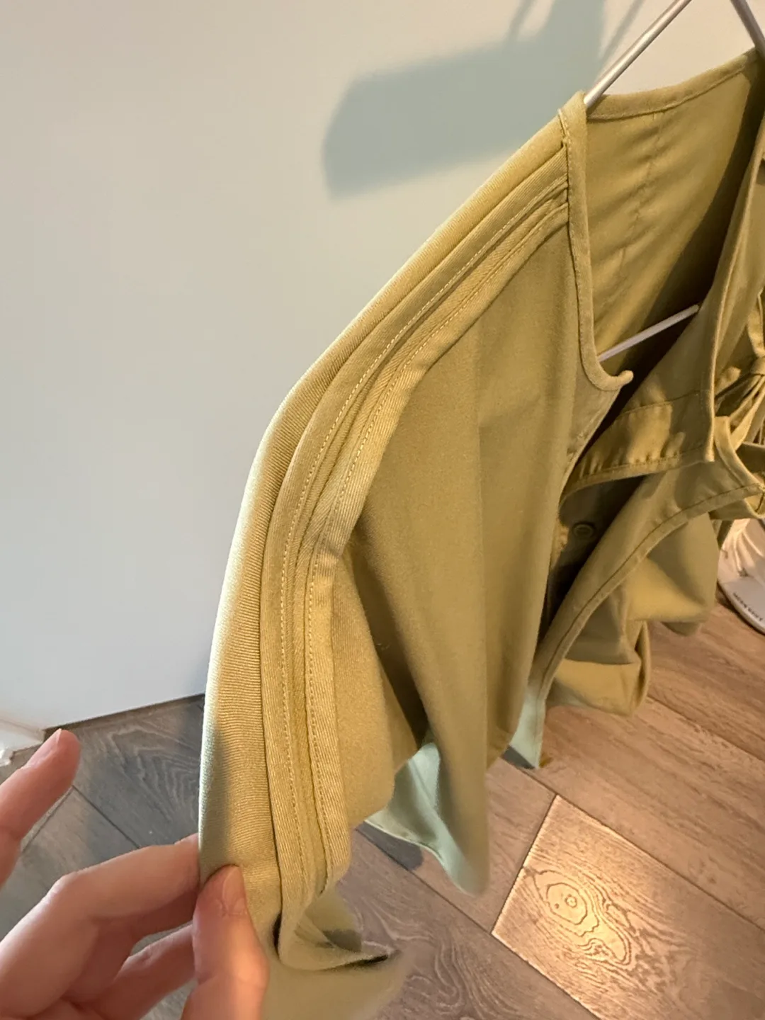 Designer Sage Green Button-Up Shirt with Detachable Overlay image indicator(4)