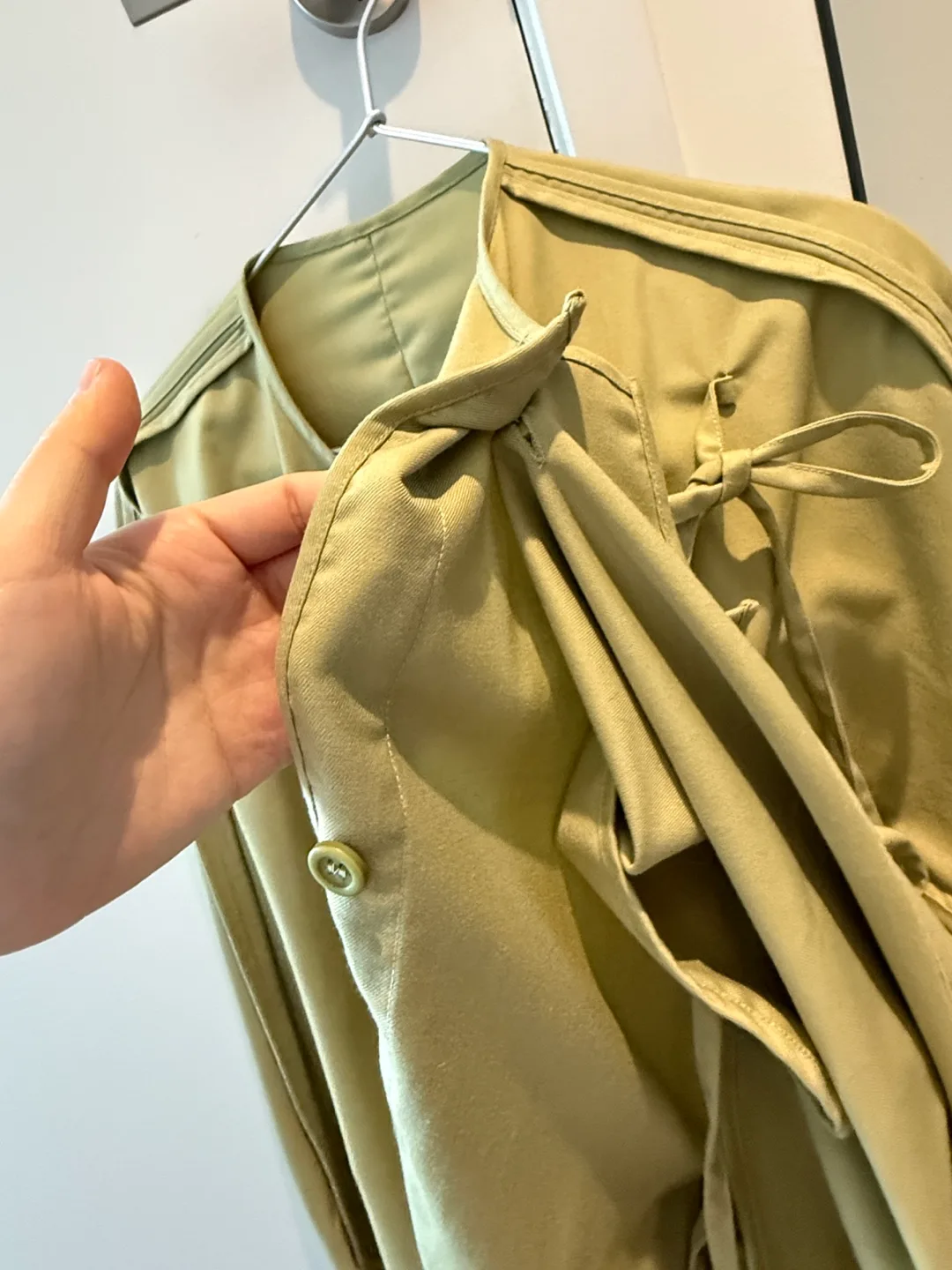 Designer Sage Green Button-Up Shirt with Detachable Overlay image indicator(3)
