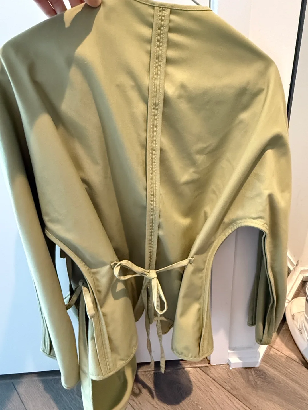 Designer Sage Green Button-Up Shirt with Detachable Overlay image indicator(5)