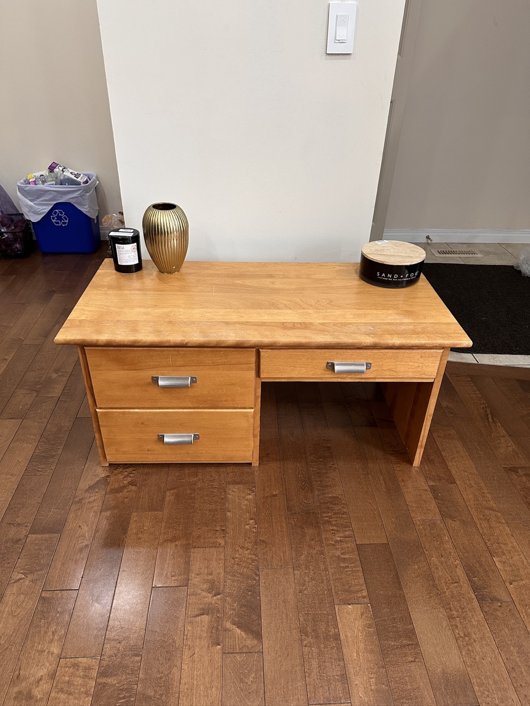 Small Solid Wood Desk with Three Drawers