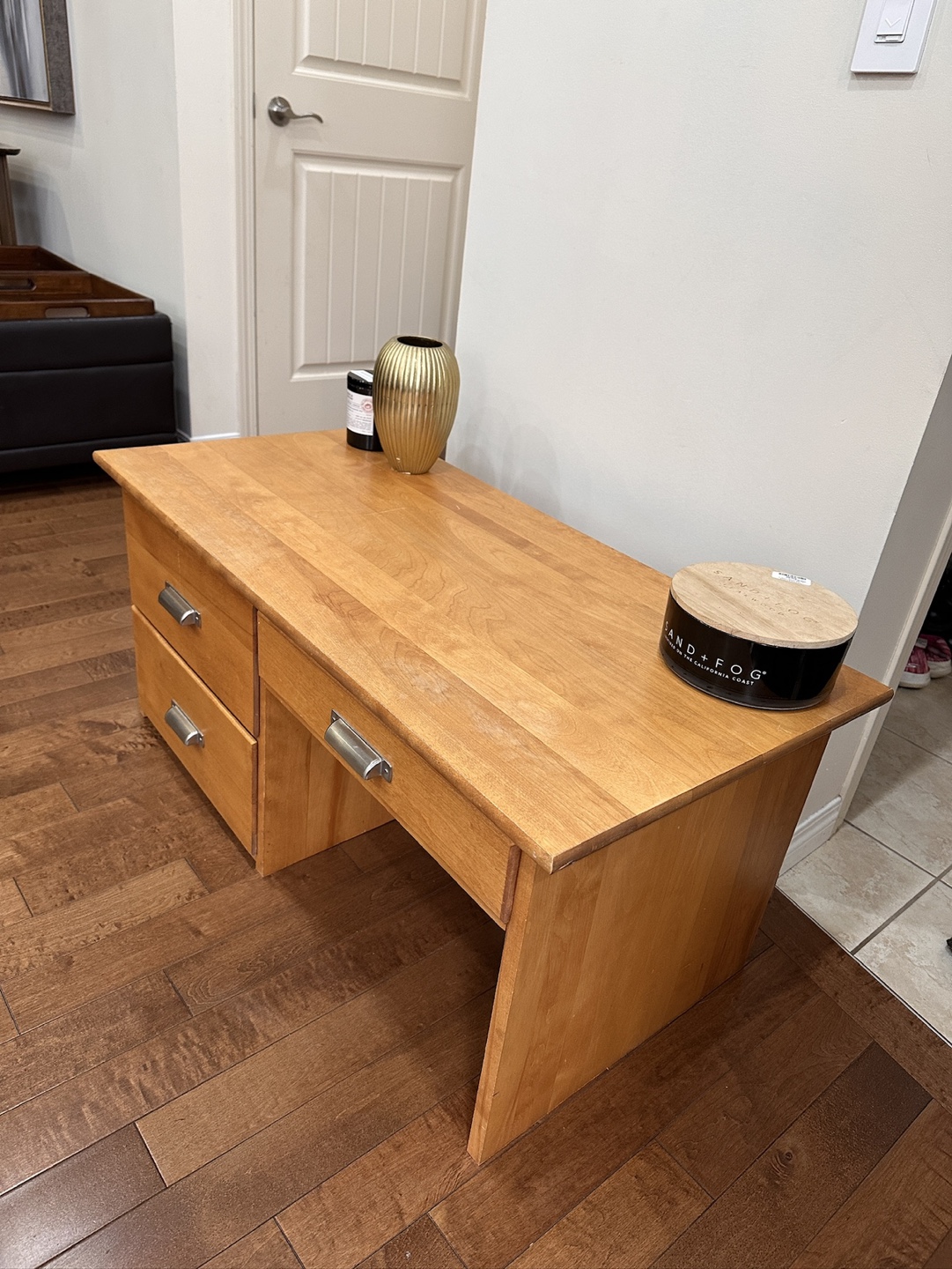 Small Solid Wood Desk with Three Drawers - photo 2
