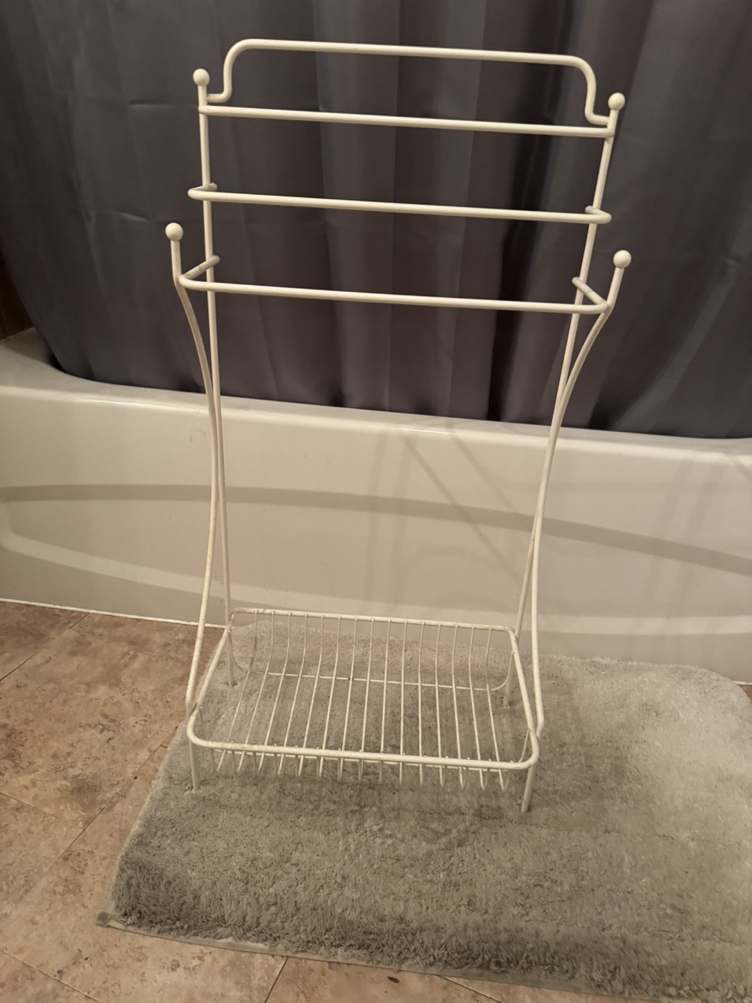 White Freestanding Towel Rack