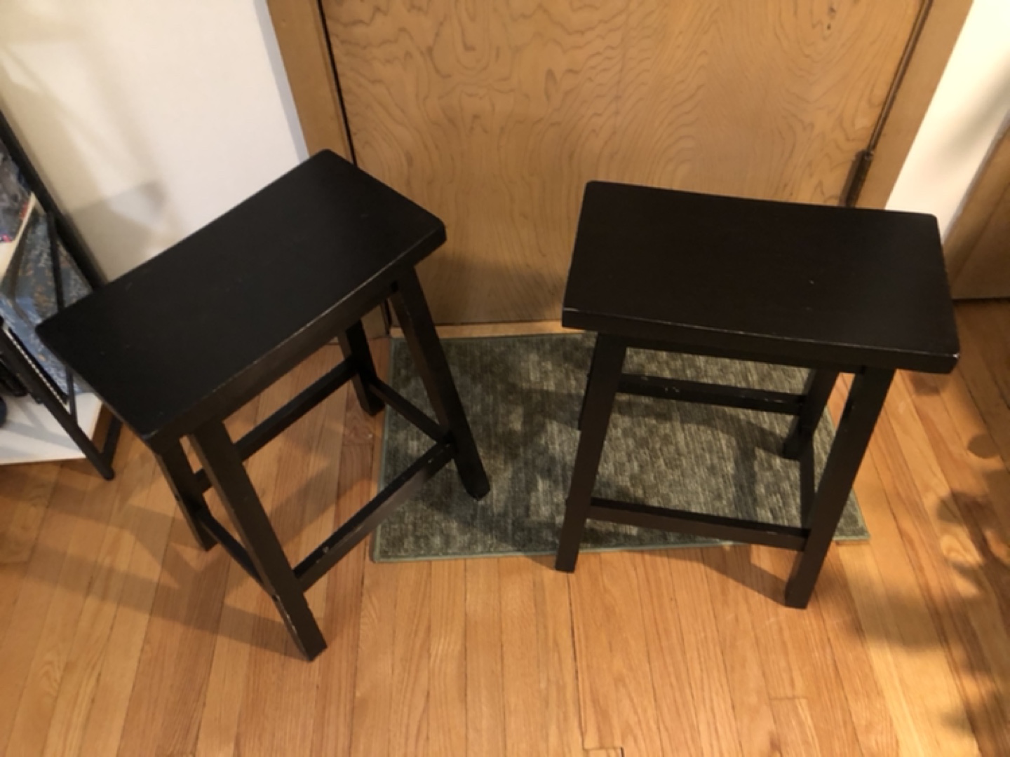 Pair of Black Wooden Stools - photo 2