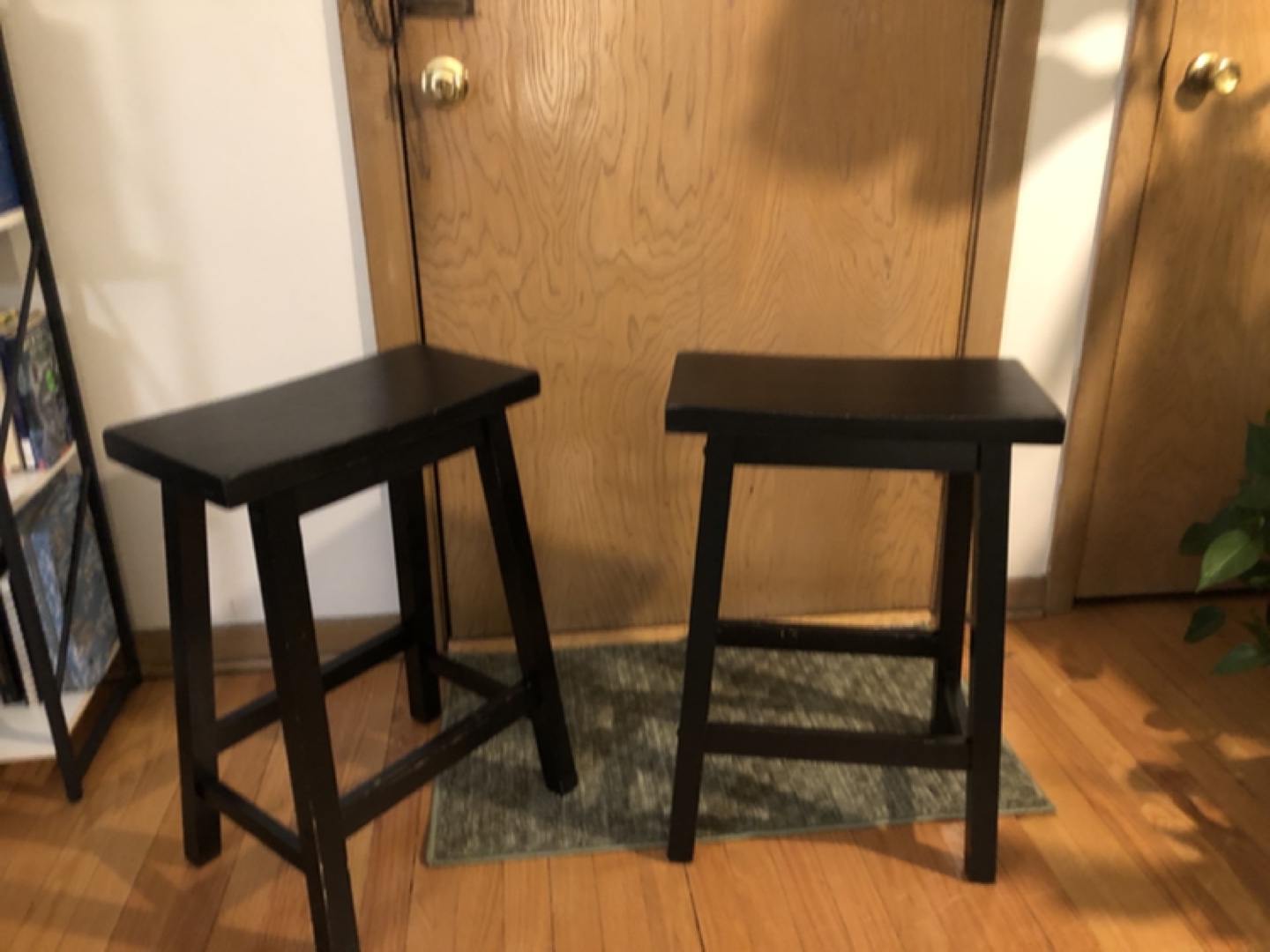Pair of Black Wooden Stools