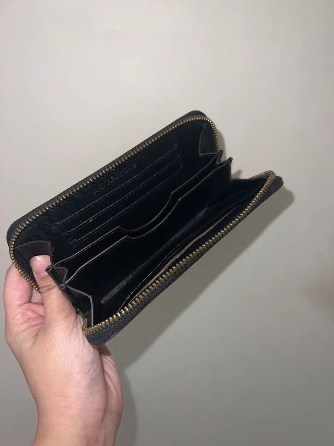 Michael Kors Black and White Polka Dot Zip Around Wallet image indicator(3)