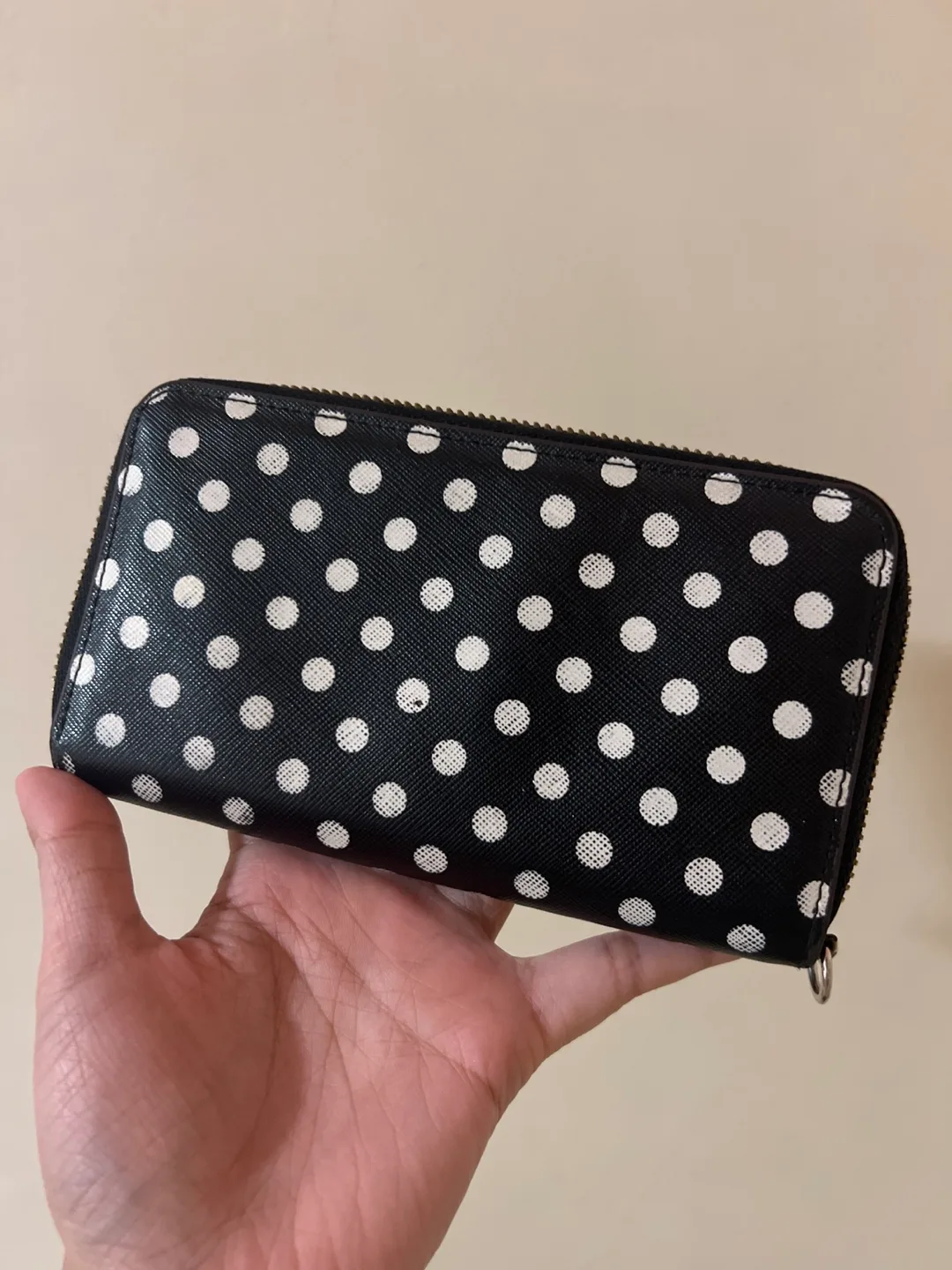 Michael Kors Black and White Polka Dot Zip Around Wallet image indicator(2)