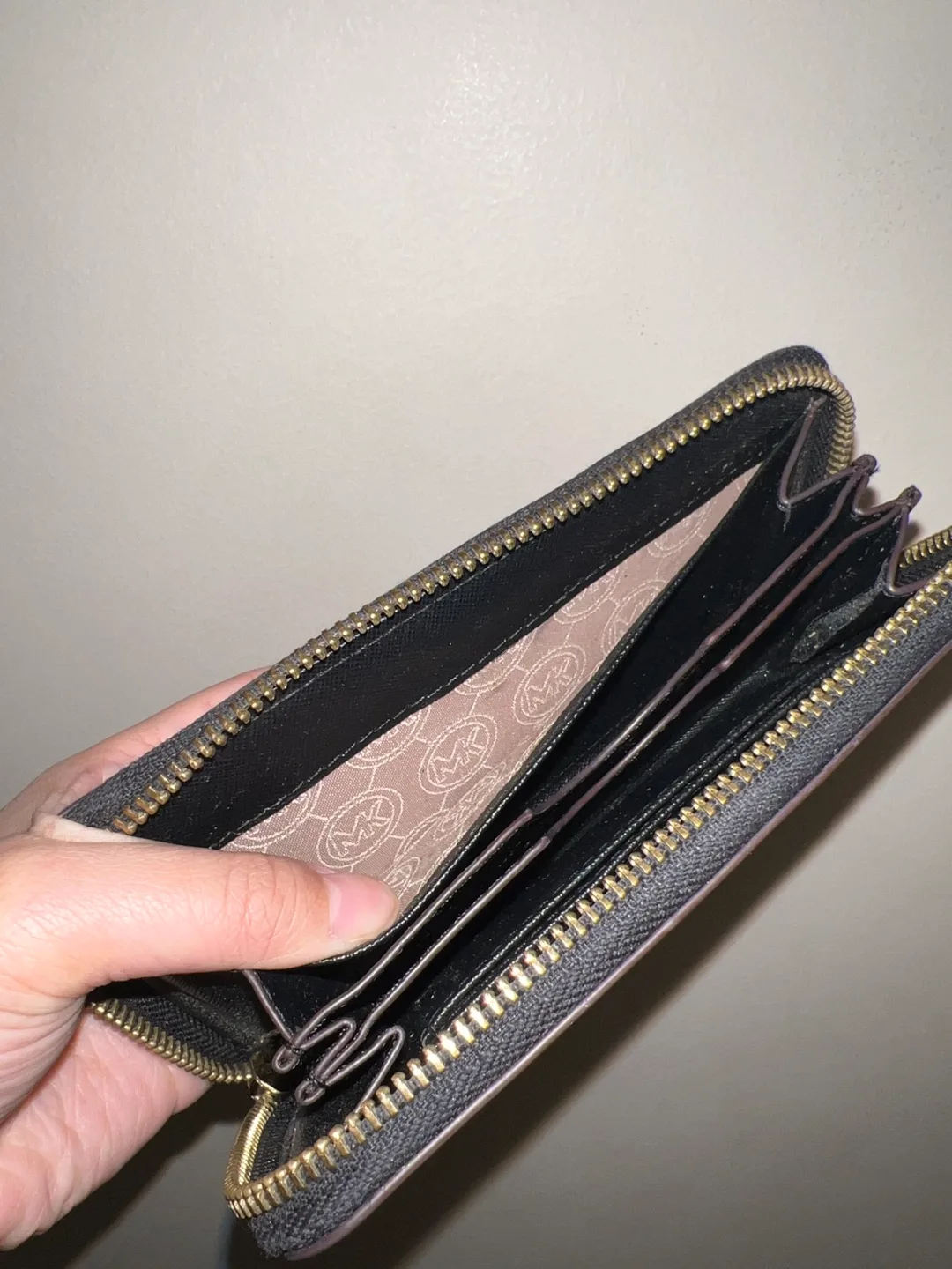 Michael Kors Black and White Polka Dot Zip Around Wallet image indicator(4)