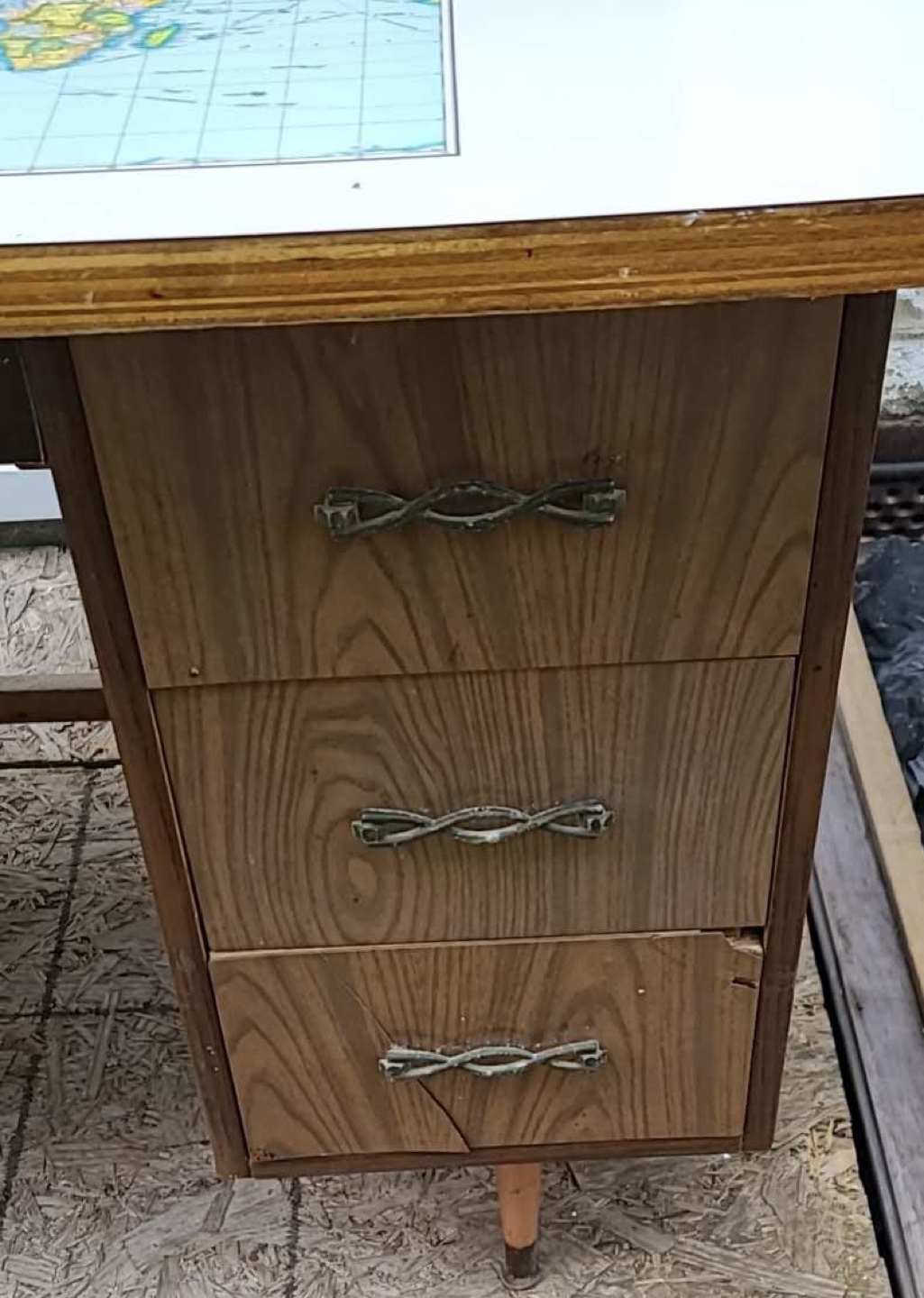 Vintage Desk with World Map Top - photo 5