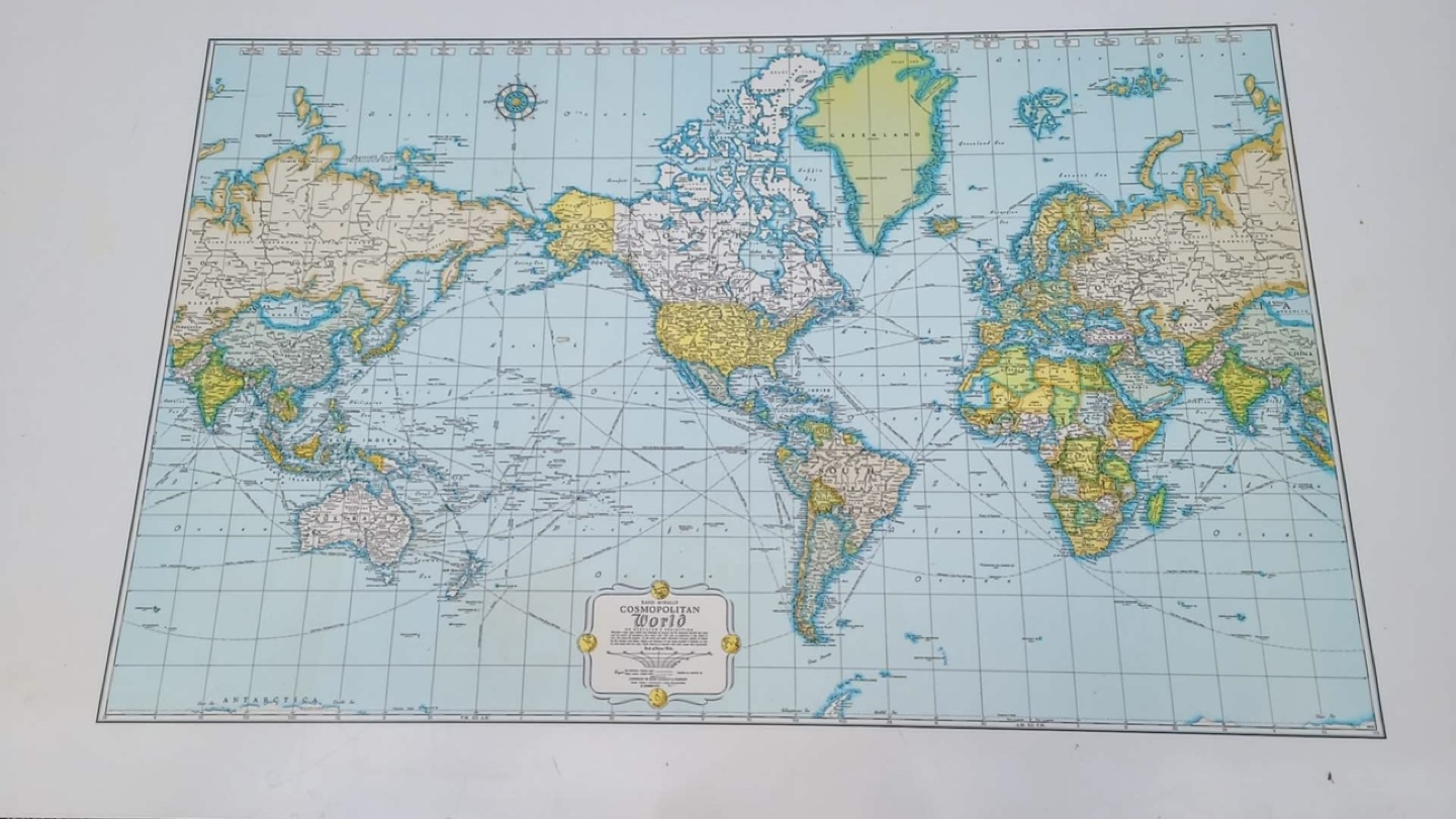 Vintage Desk with World Map Top - photo 2